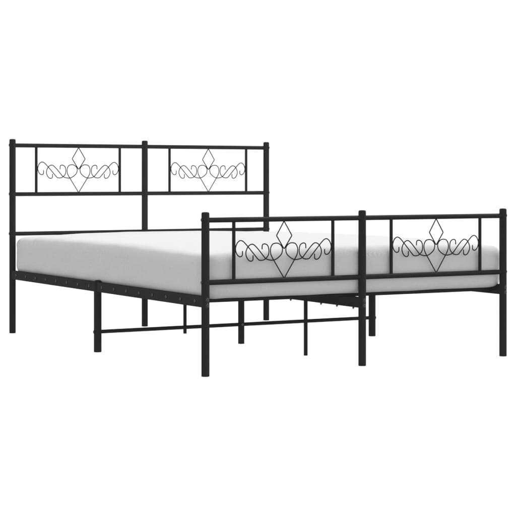Bettgestell mit Kopfteil Metall Schwarz 100x190 cm