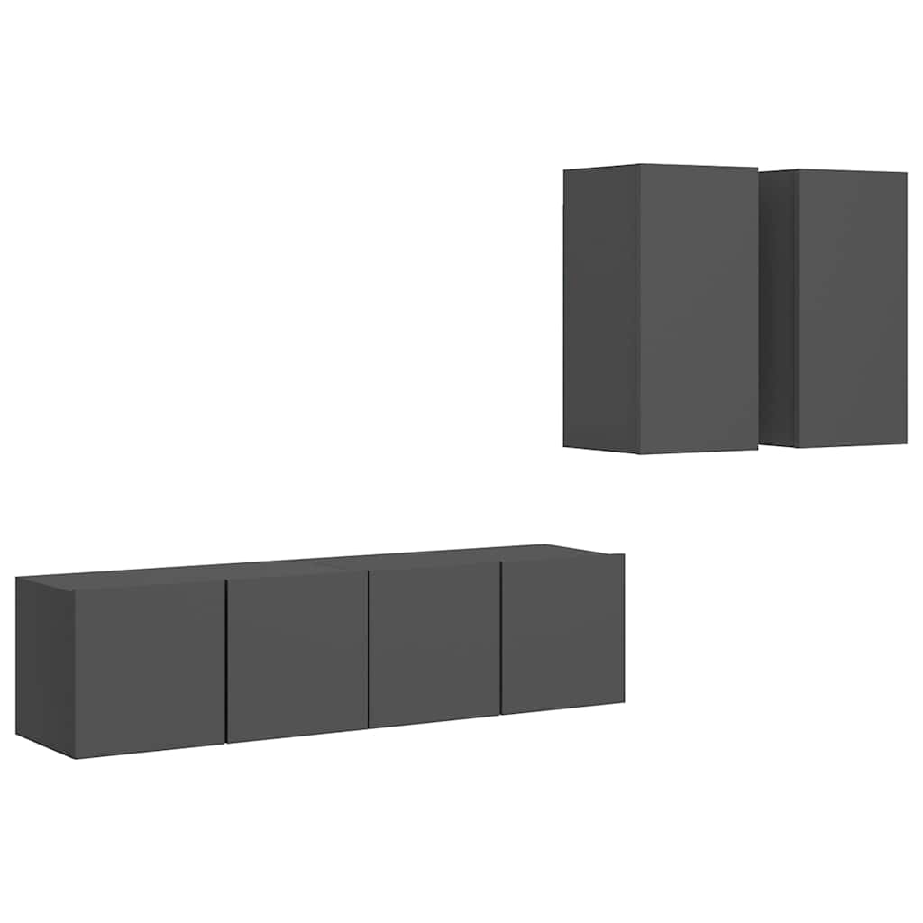 4-tlg. TV-Schrank-Set Weiß Holzwerkstoff