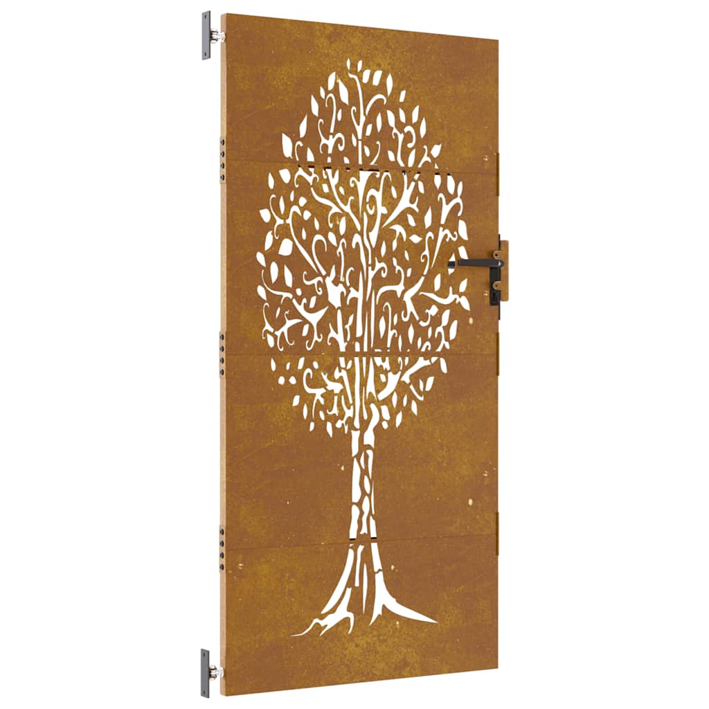 Gartentor 85x75 cm Cortenstahl Baum-Design