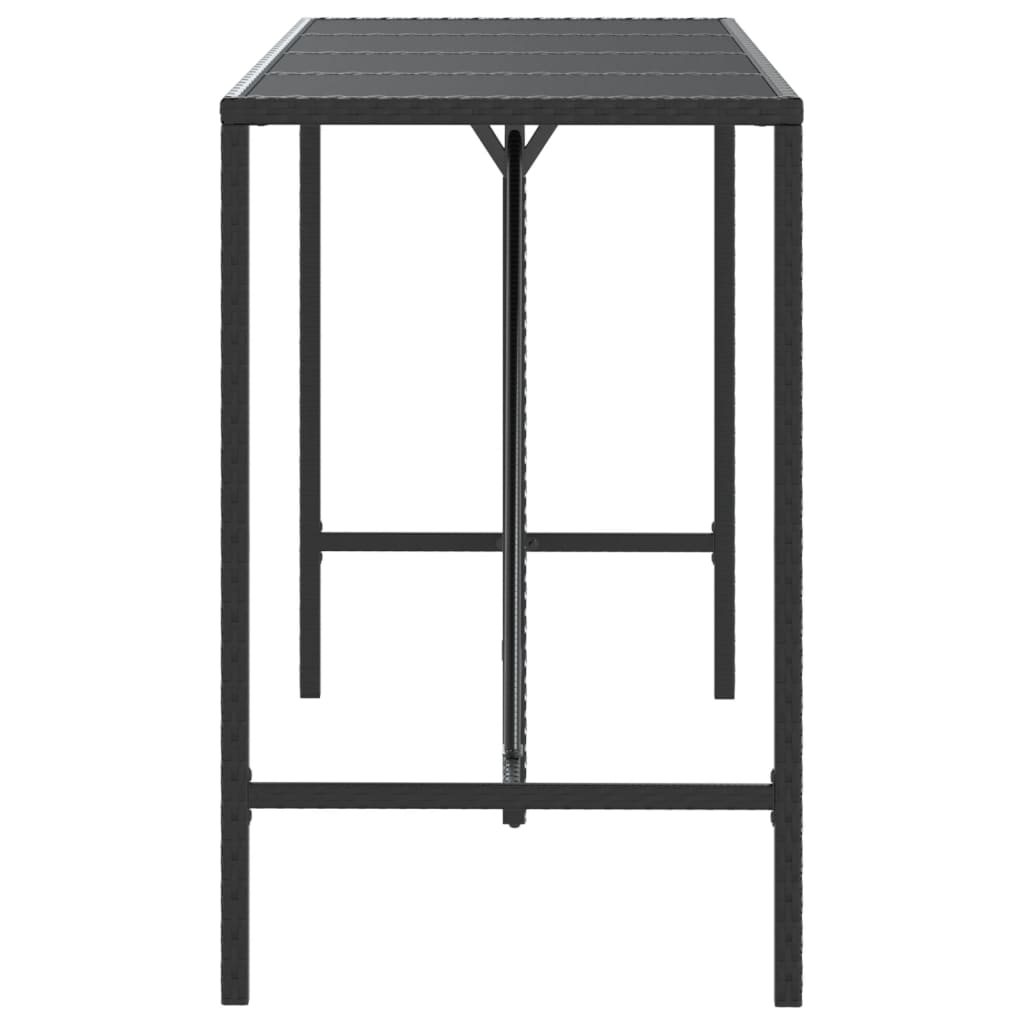 Bartisch mit Glasplatte Schwarz 110x70x110 cm Poly Rattan