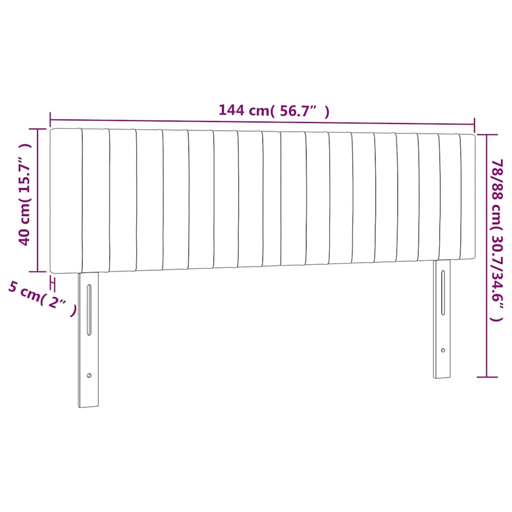 Kopfteil Hellgrau 80x5x118/128 cm Samt