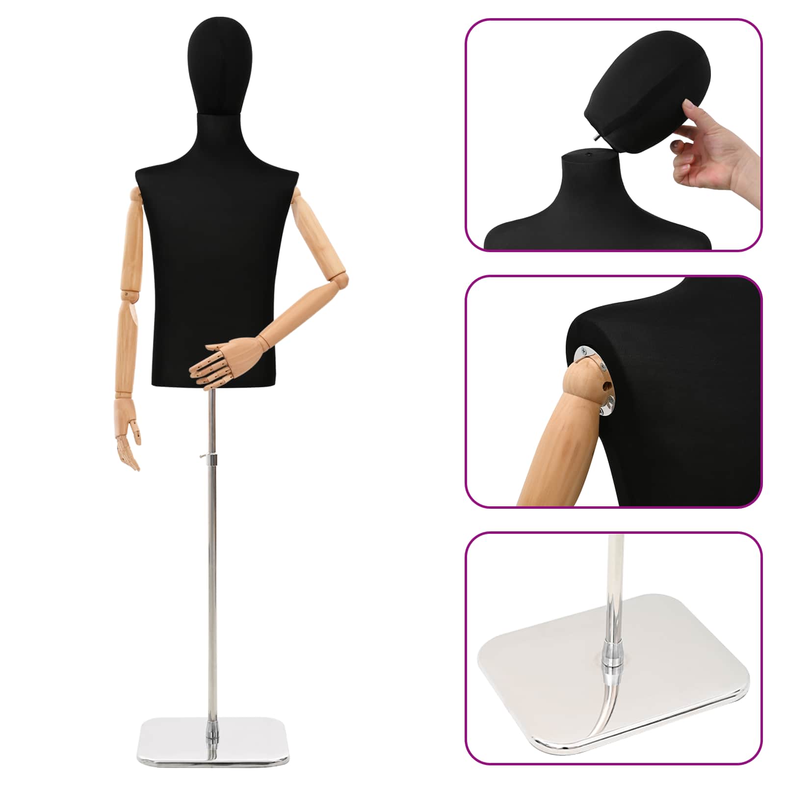 Verstellbare Mannequin 165-213 cm mit Fuß Weiblich PP Weiß