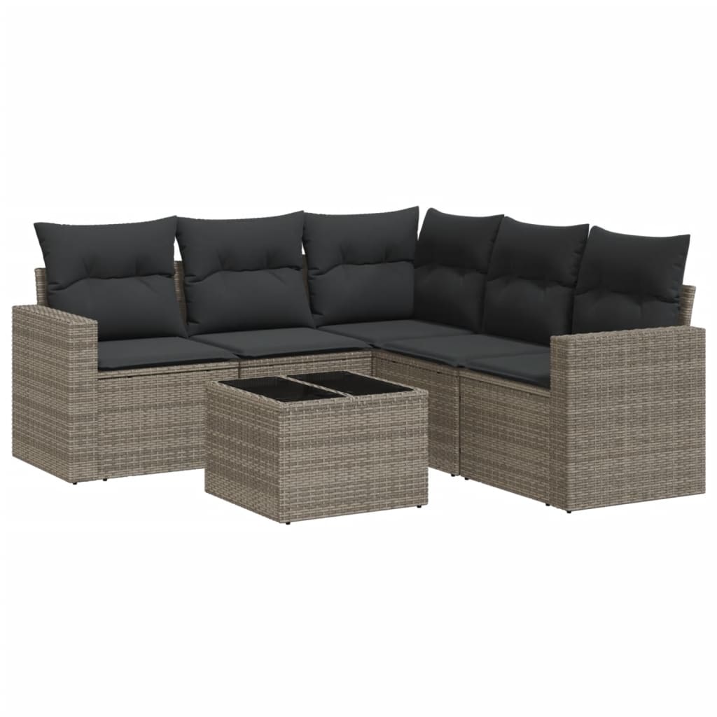 5-tlg. Garten-Sofagarnitur mit Kissen Schwarz Poly Rattan