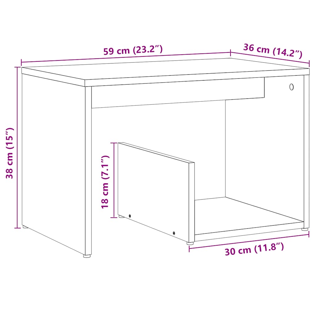Beistelltisch Weiß 59x36x38 cm Holzwerkstoff