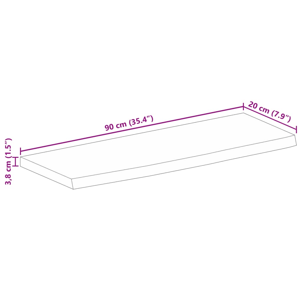 Wandregal 40x20x2,5 cm Rechteckig Massivholz Akazie Baumkante