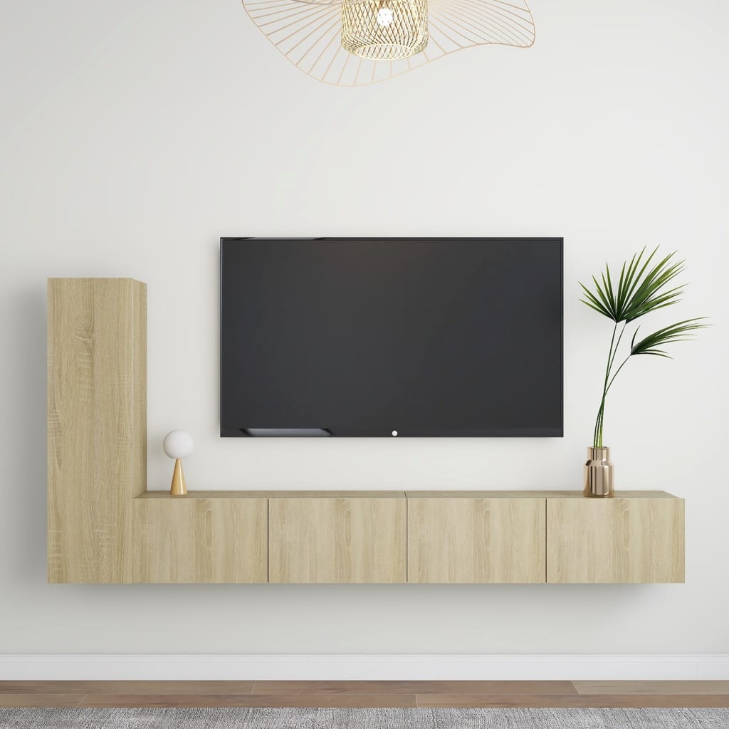 3-tlg. TV-Schrank-Set Weiß Holzwerkstoff