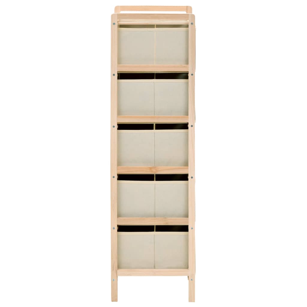 Korb-Kommode mit 3 Stoffkörben Zedernholz Beige