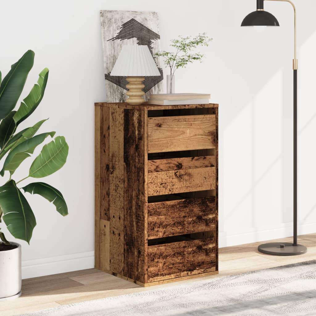 Schubladenschrank Schwarz Eichen-Optik 41 x 40 x 58 cm