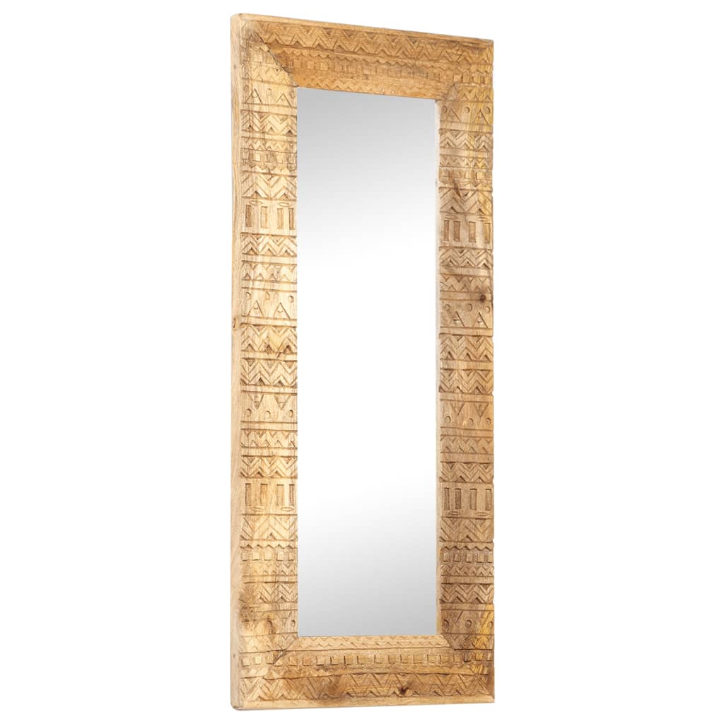 Handgeschnitzter Spiegel 50x50x2,5 cm Massivholz Mango