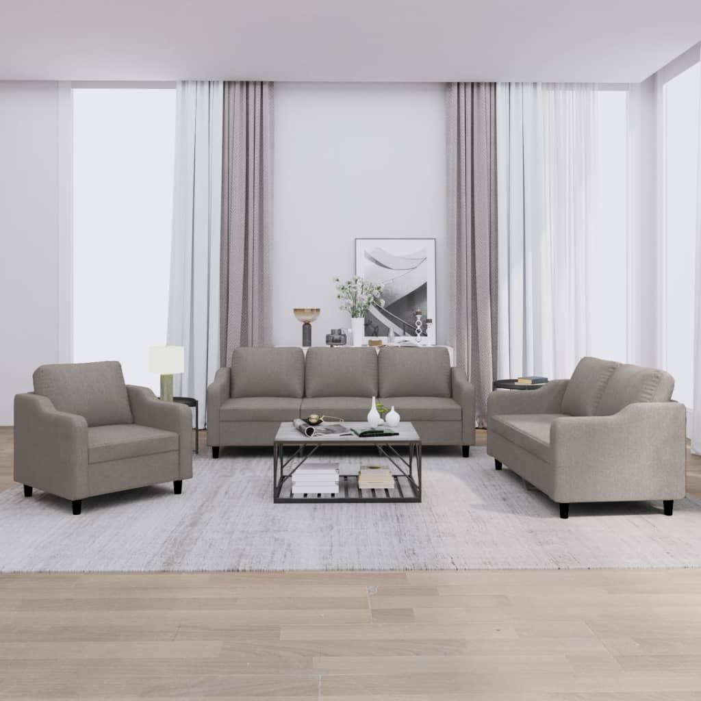 4-tlg. Sofagarnitur mit Kissen Braun Stoff