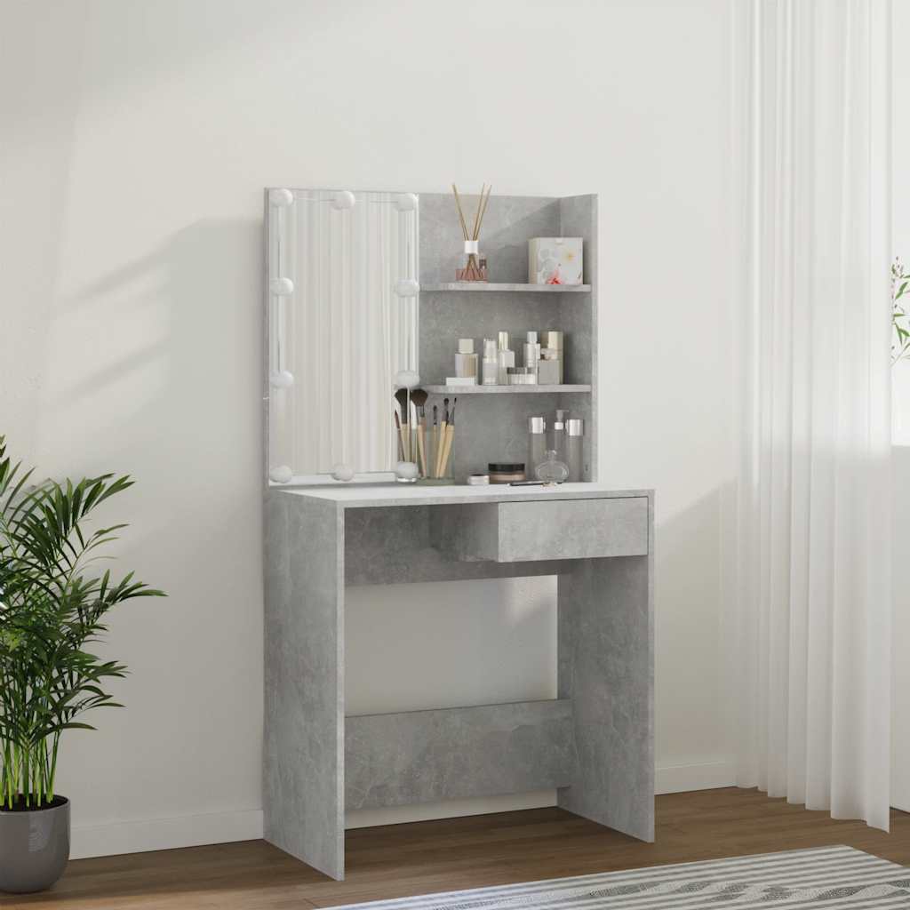 Schminktisch mit LED Weiß 74,5x40x141 cm