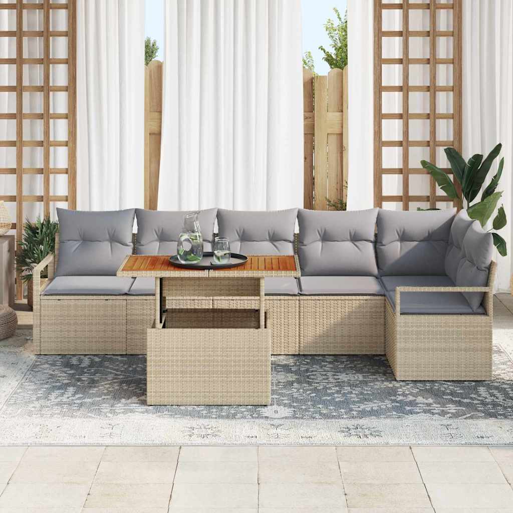 Garten Essgruppe mit Kissen 7 pcs Schwarz und Creme