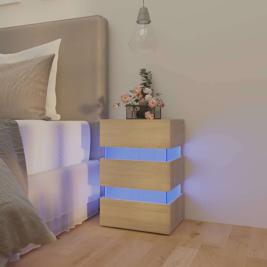 LED-Nachttisch Weiß 45x35x67 cm Holzwerkstoff