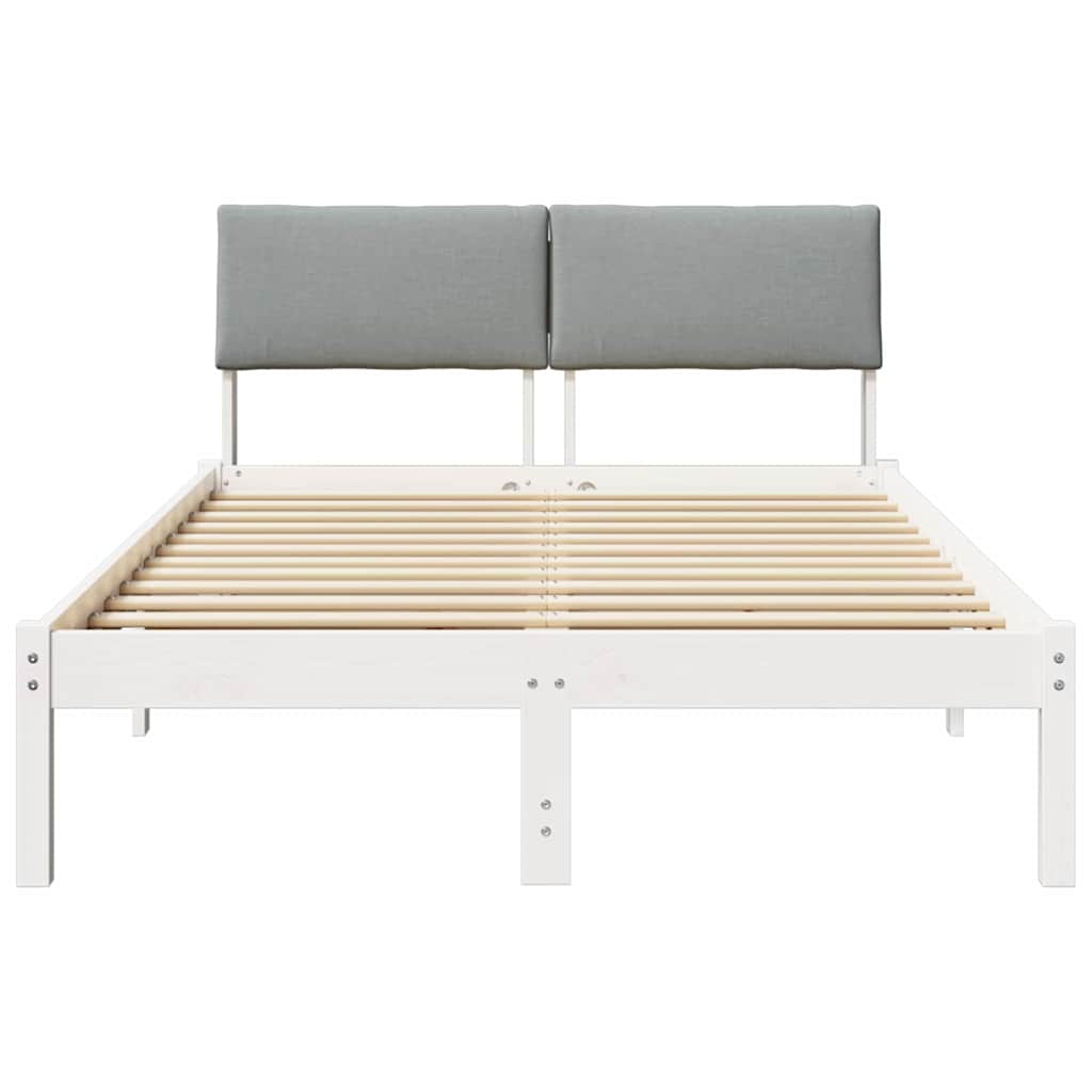 Bettgestell Braun und hellgrau 200 x 200 cm Massivholz Kiefer