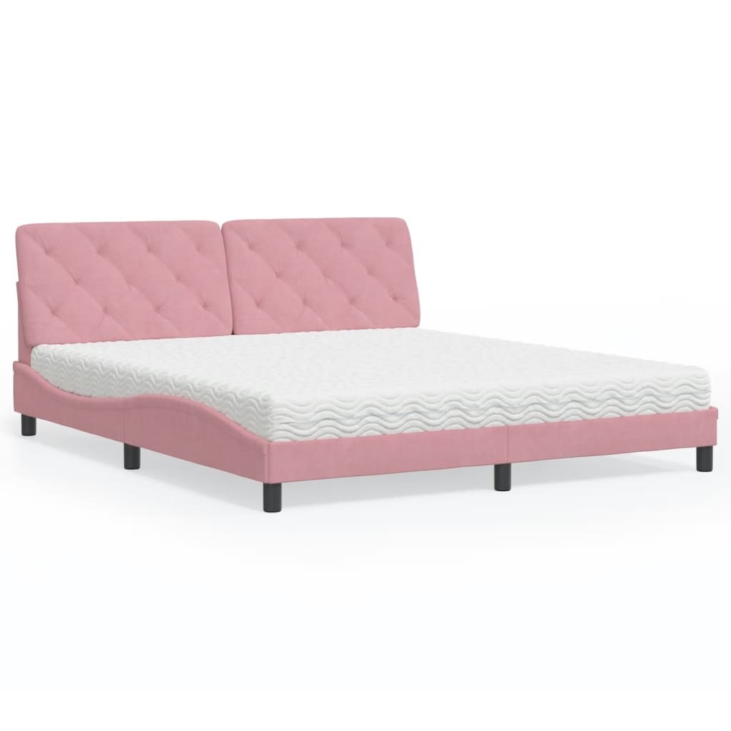 Bett mit Matratze Hellgrau 80x200 cm Samt