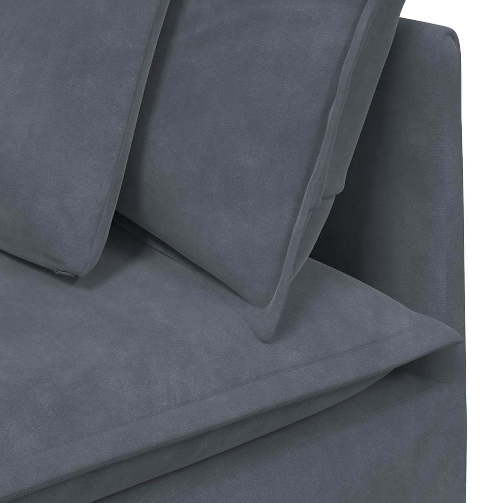 Modulares Sofa Endmodul mit Armlehne Kissen Blau 100 cm