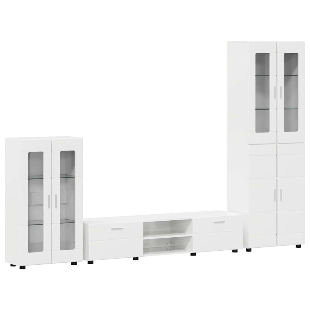 Highboard mit Regal FLORIN Weiß 60 x 35 x 182 cm Holzwerkstoff