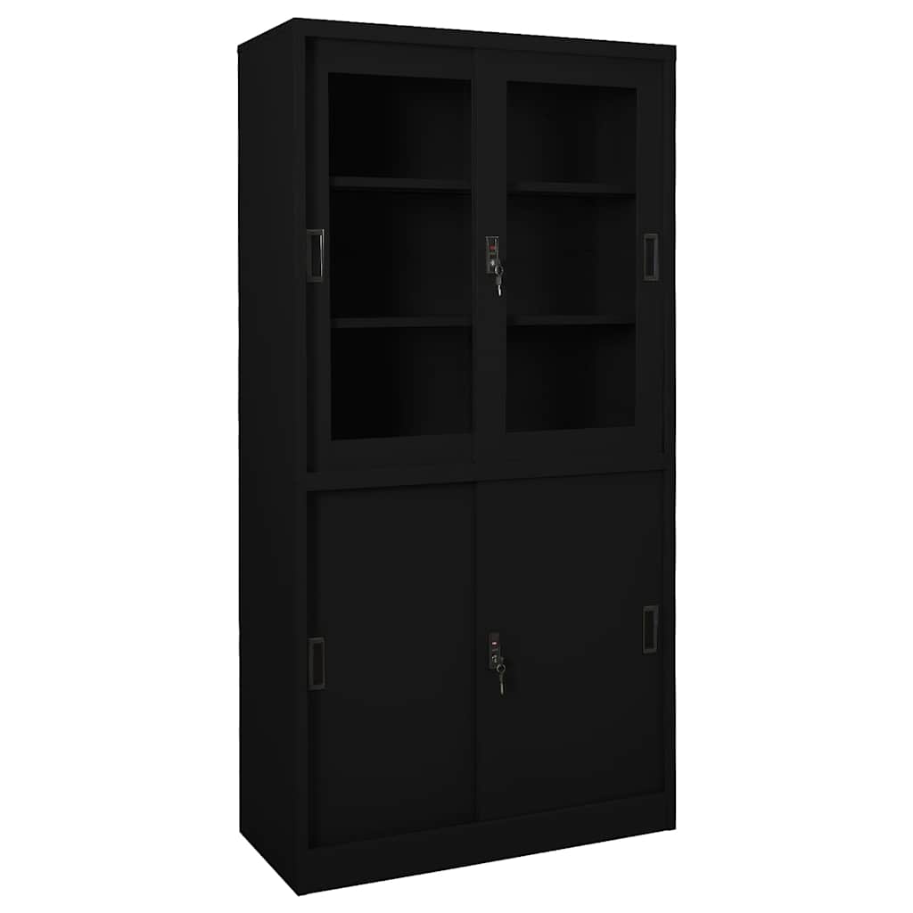 Büroschrank mit Schiebetüren Weiß 90x40x180 cm Stahl