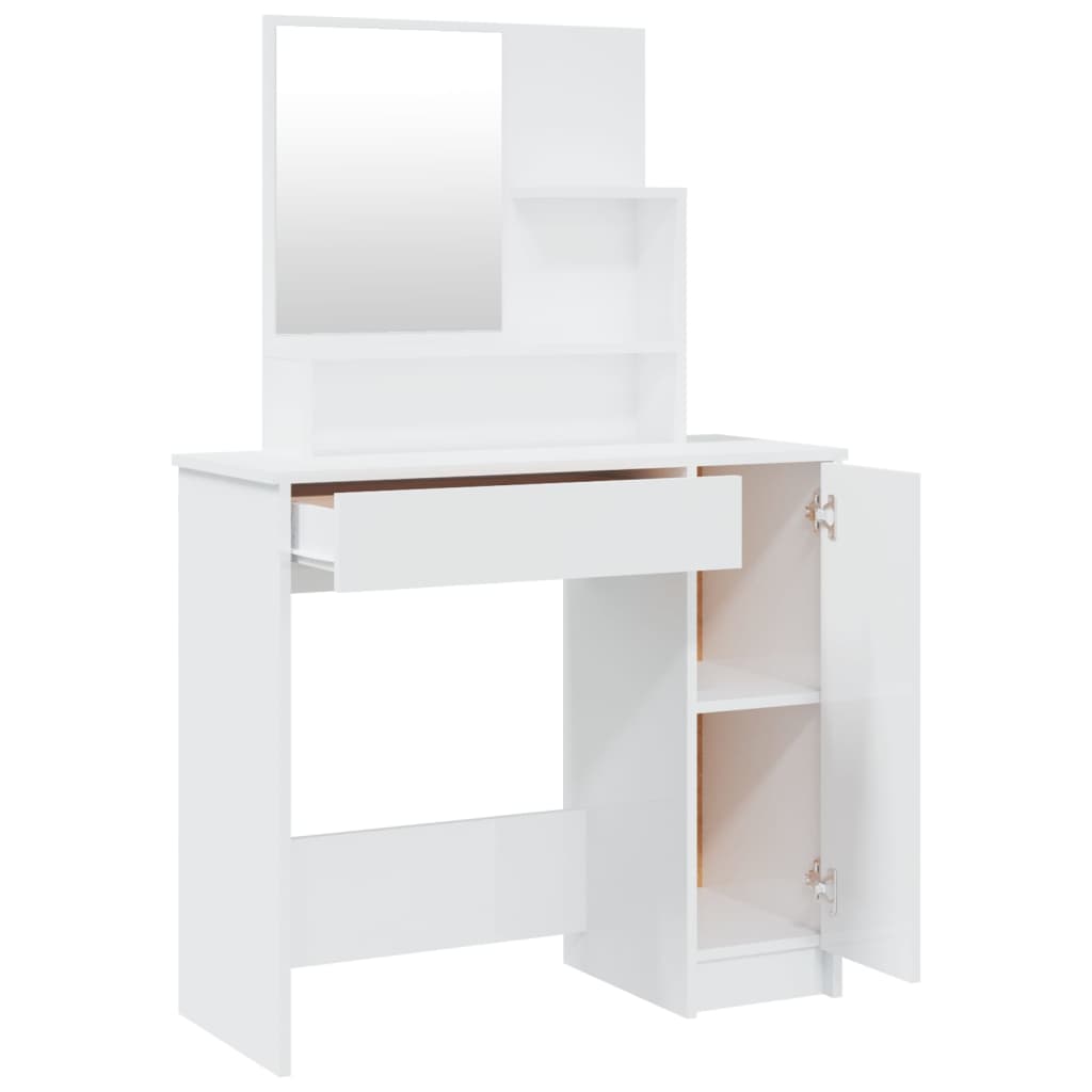 Schminktisch mit Spiegel Weiß 86,5x35x136 cm