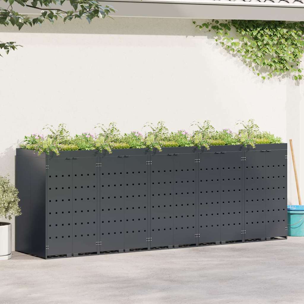 Mülltonnenbox für 2 Tonnen Schwarz 138x79x117 cm Stahl