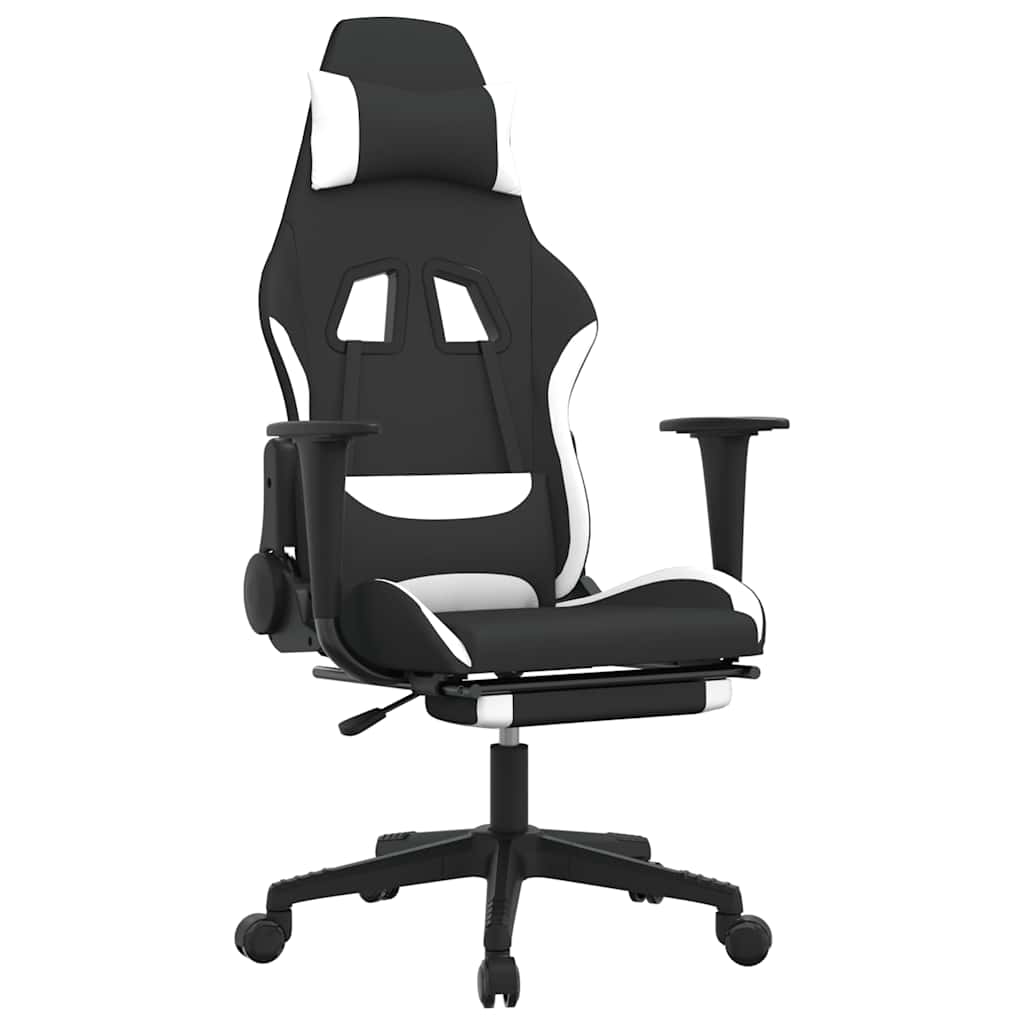 Gaming-Stuhl mit Massagefunktion Schwarz und Creme Stoff
