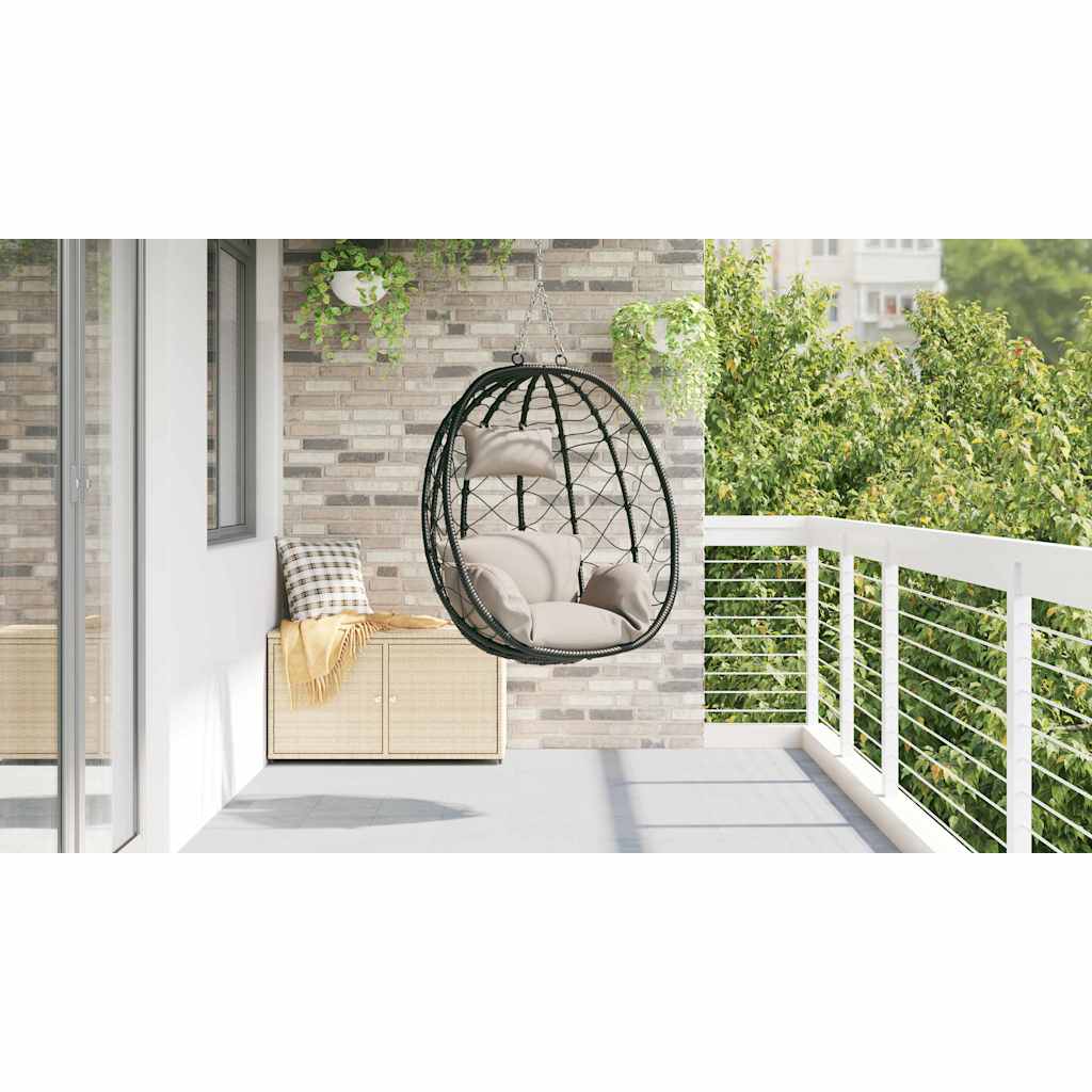Hängendes Ei-Stuhl Anthrazit 91,5 x 54,5 x 107 cm Poly-Rattan