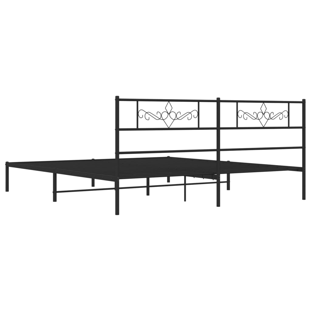 Bettgestell mit Kopfteil Metall Schwarz 100x190 cm