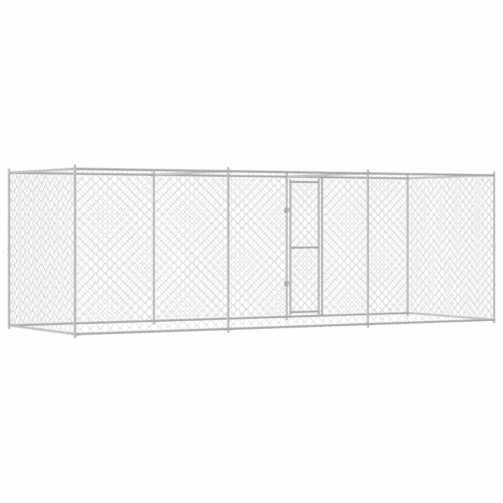 Hundezwinger mit Tür Grau 2x2x1,5 m Verzinkter Stahl