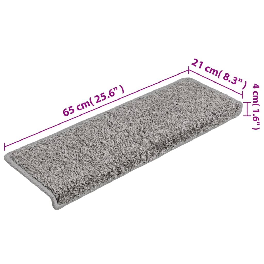 Stufenmatten 15 Stk. 65x21x4 cm Grau Rechteckiger Rand