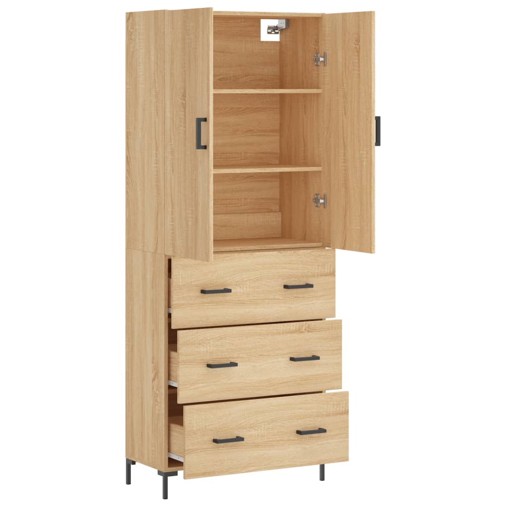 Highboard Betongrau 69,5x34x180 cm Holzwerkstoff