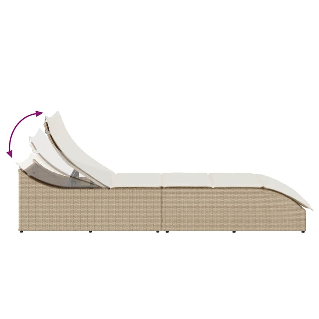 Klappliege mit Auflage und Stauraum Schwarz Poly-Rattan