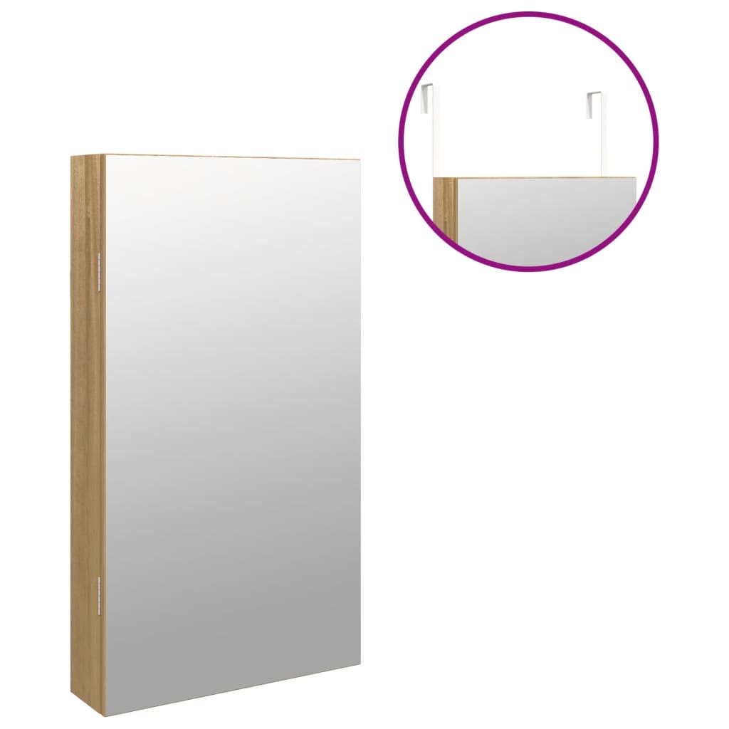 Spiegel-Schmuckschrank mit LED-Beleuchtung Wandmontage Weiß