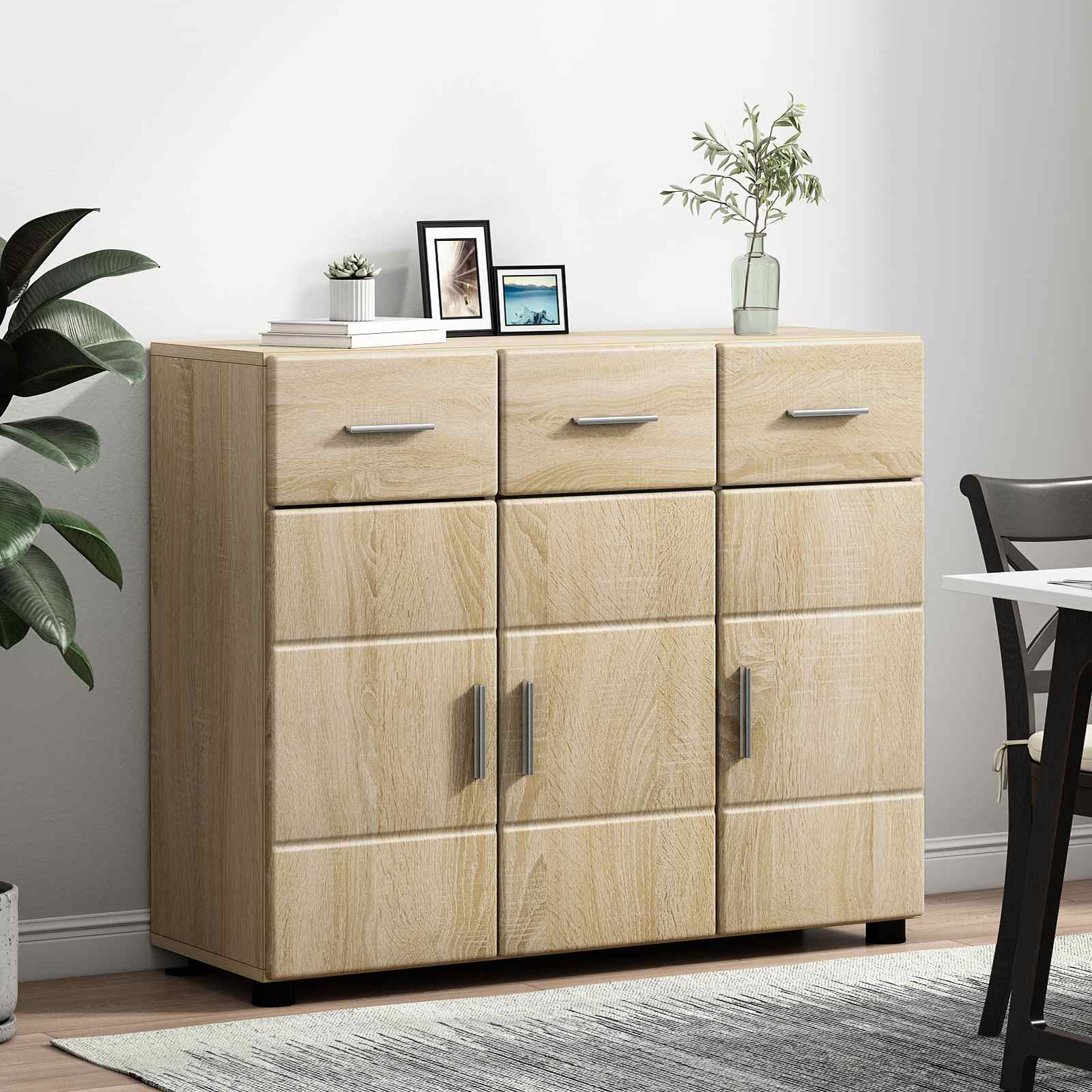 Highboard mit Regal FLORIN Weiß 60 x 35 x 182 cm Holzwerkstoff