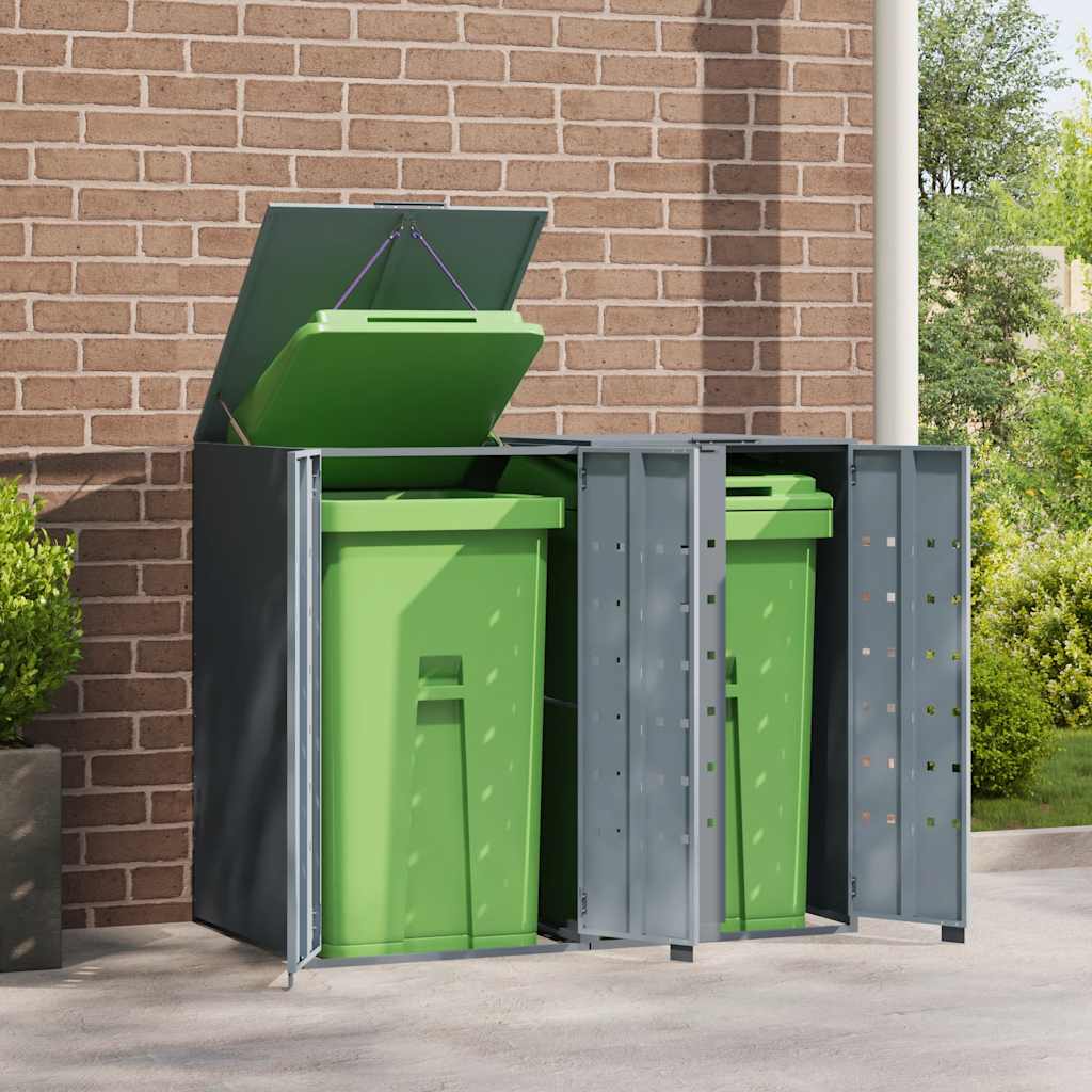Mülltonnenbox für 2 Tonnen Schwarz 138x79x117 cm Stahl