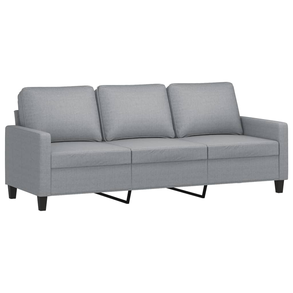 3-Sitzer-Sofa mit Hocker Creme 180 cm Stoff
