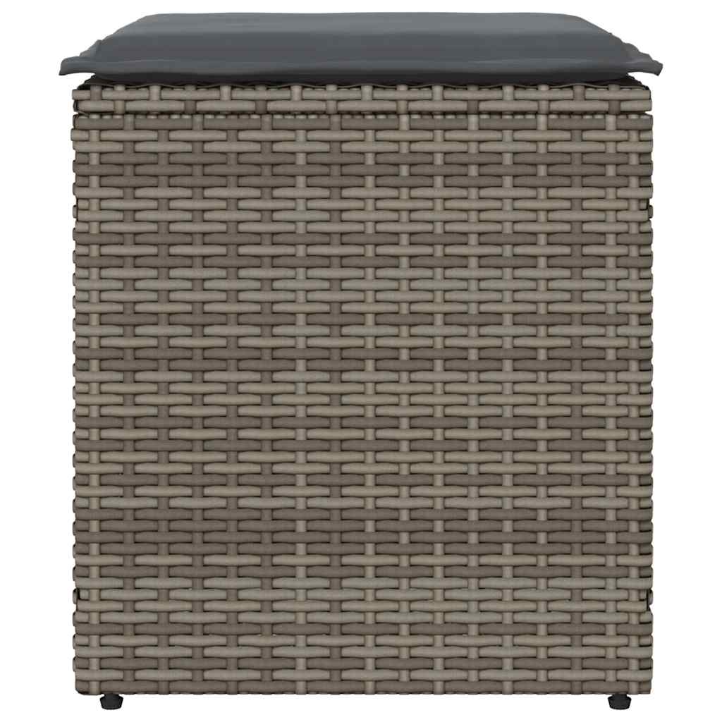 Gartenhocker mit Kissen 2 Stk. Schwarz 40x40x43 cm Poly Rattan