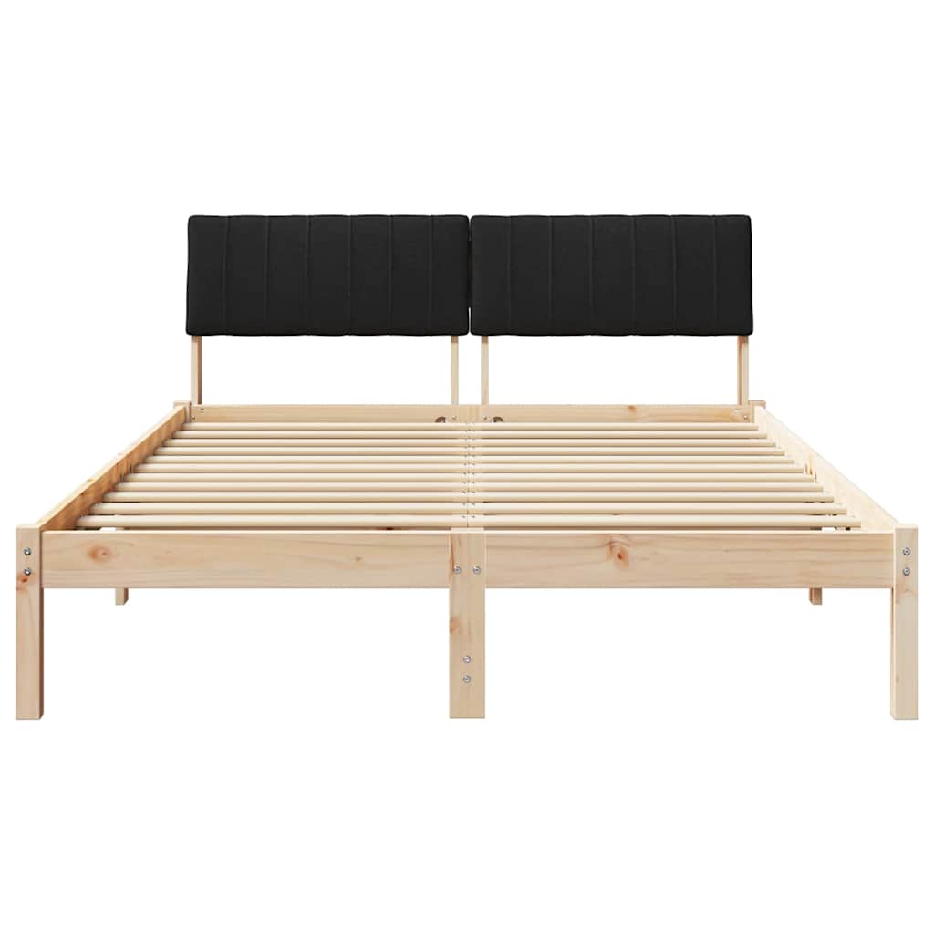 Bettgestell Braun und hellgrau 200 x 200 cm Massivholz Kiefer