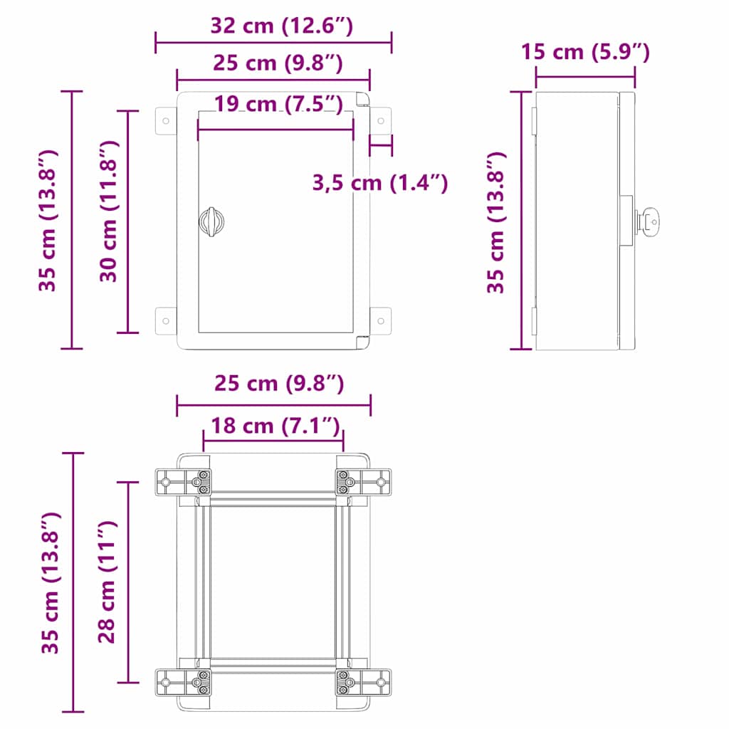 Steuerungsschrank Grau 25 x 13 x 24 cm ABS Kunststoff
