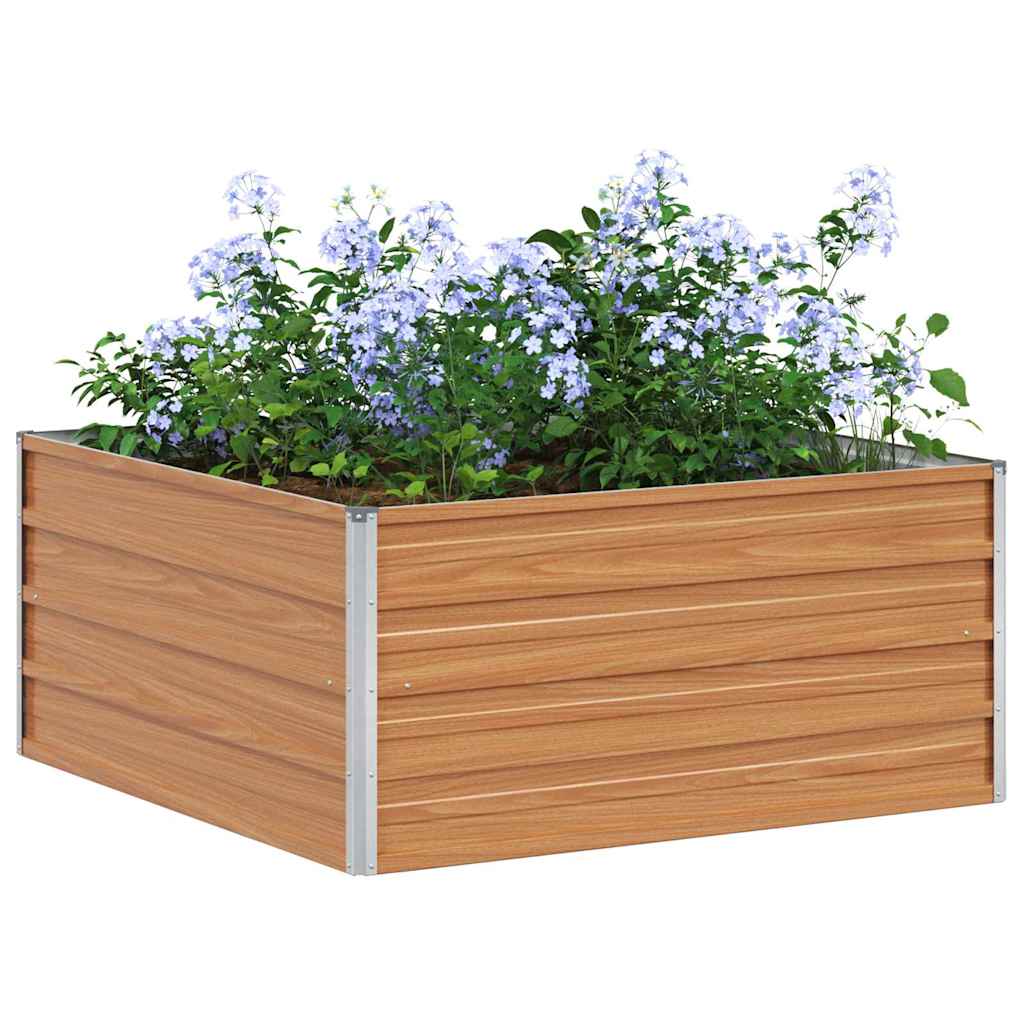Hochbeet Hellbraun 100 x 100 x 77 cm Verzinkter Stahl