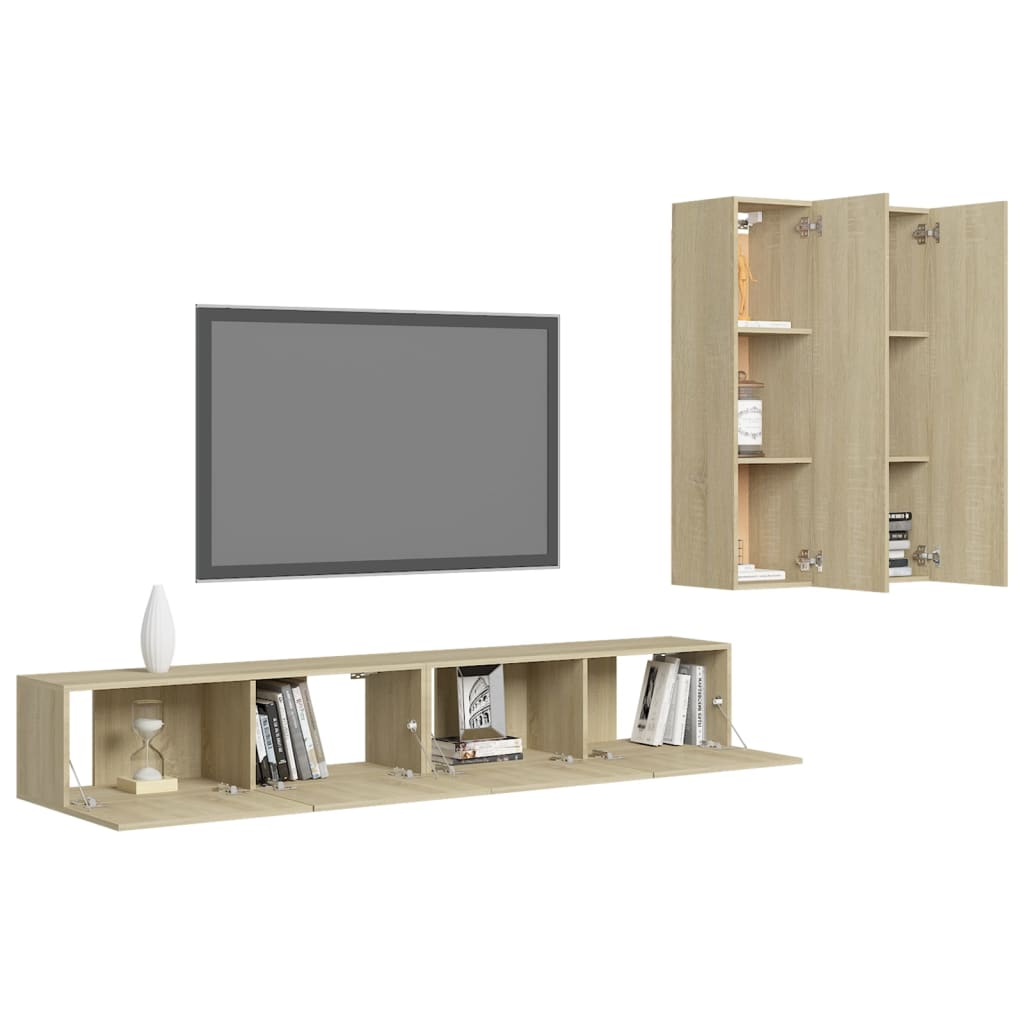 4-tlg. TV-Schrank-Set Weiß Holzwerkstoff
