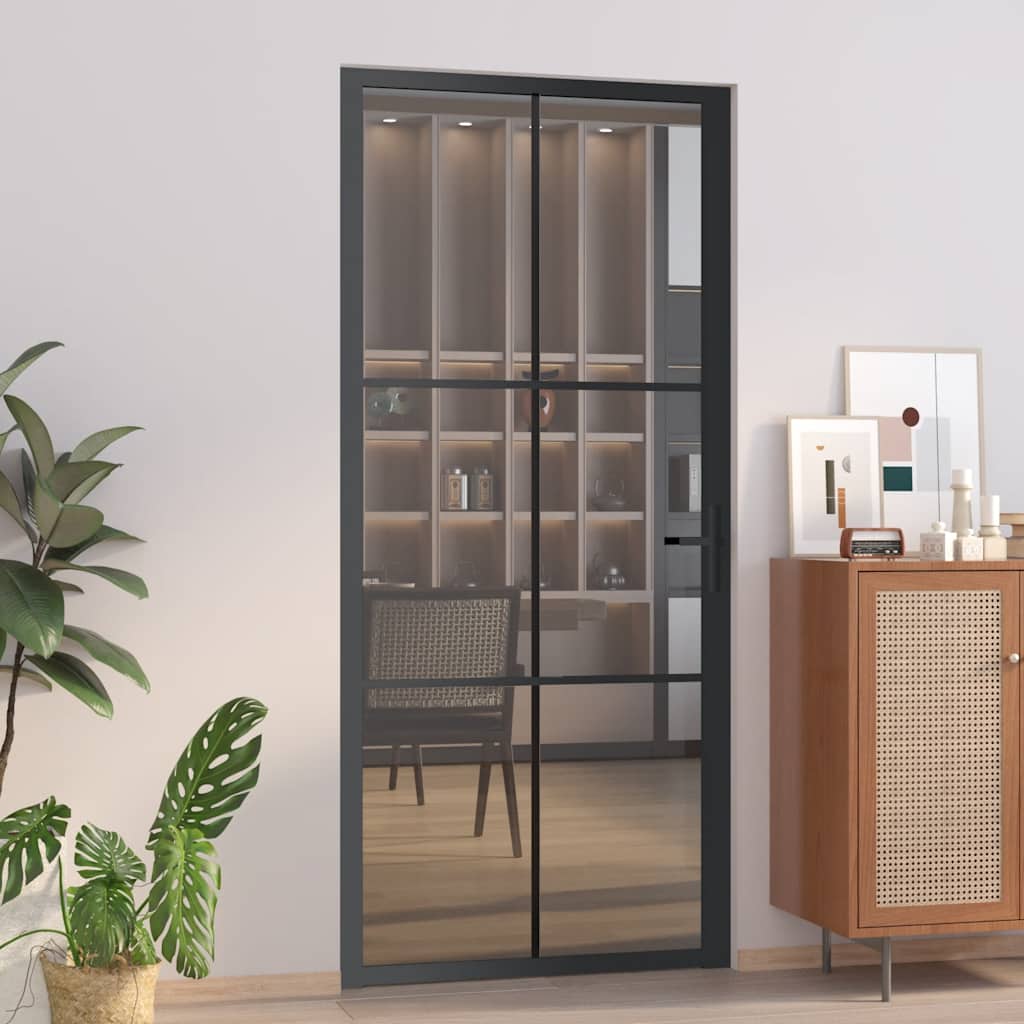Innentür ESG Glas und Aluminium 76x201,5 cm Schwarz