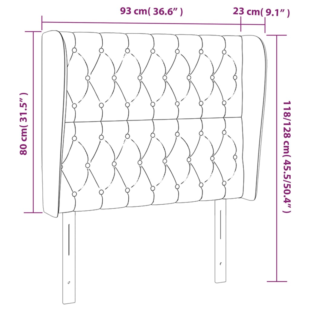 Kopfteil mit Ohren Dunkelblau 93x23x78/88 cm Samt
