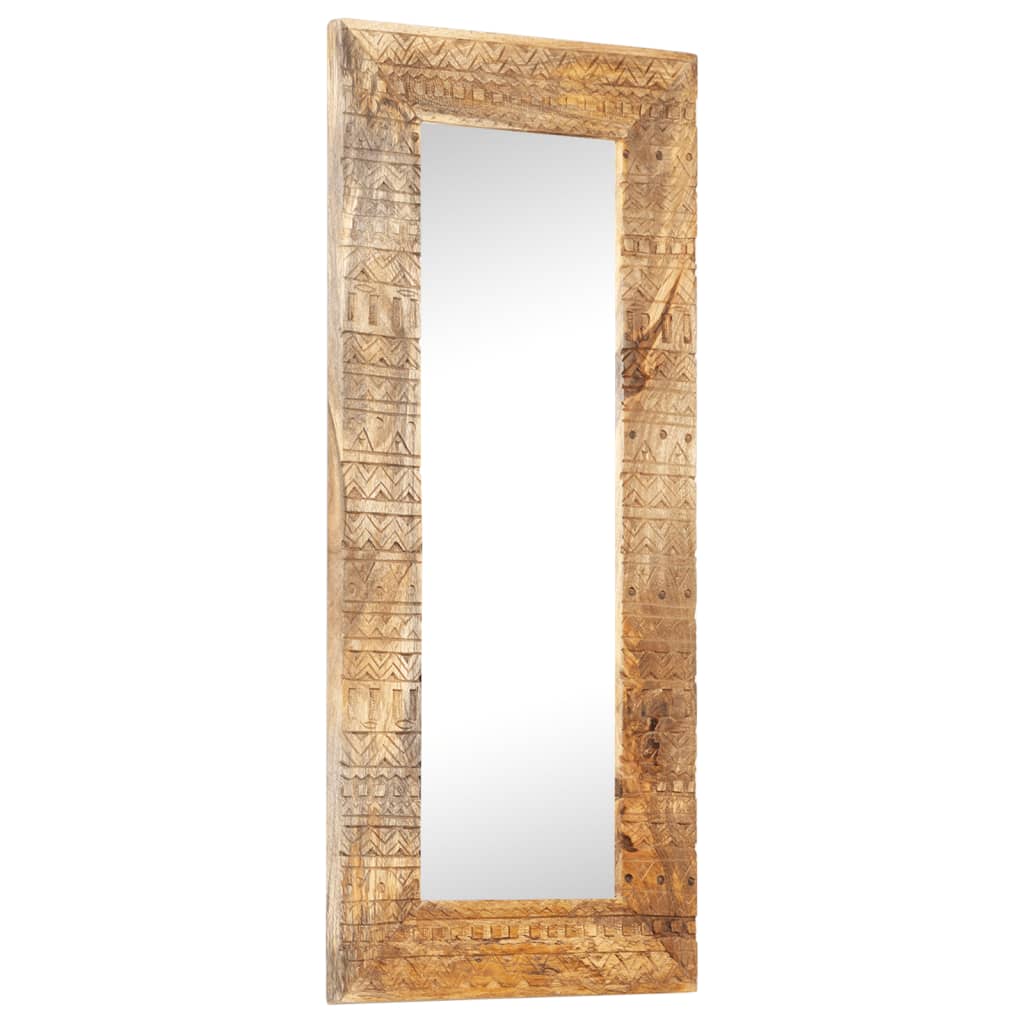 Handgeschnitzter Spiegel 50x50x2,5 cm Massivholz Mango