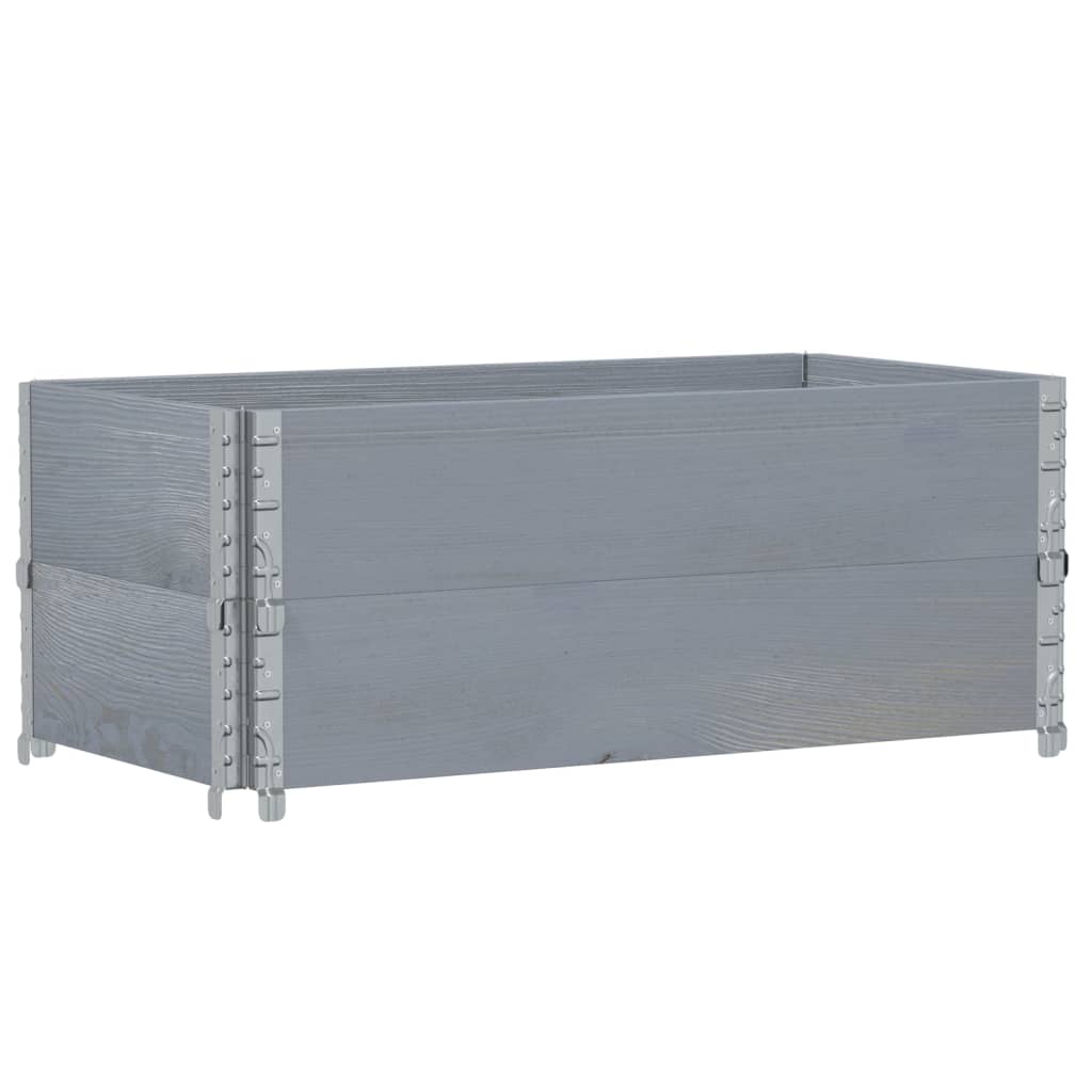 Paletten-Aufsatzrahmen Schwarz 80x60 cm Massivholz Kiefer