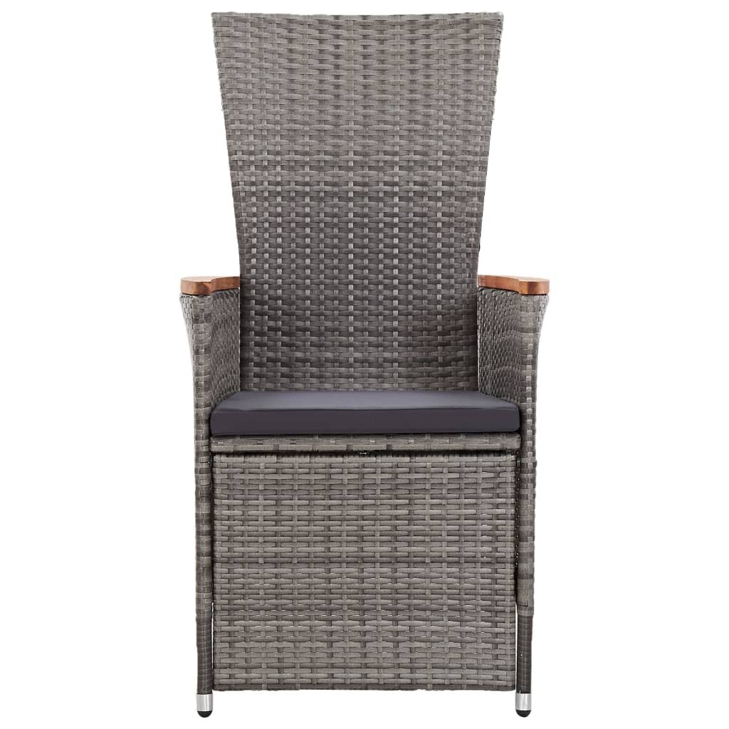 Garten-Liegestühle mit Kissen 2 Stk. Grau Poly Rattan