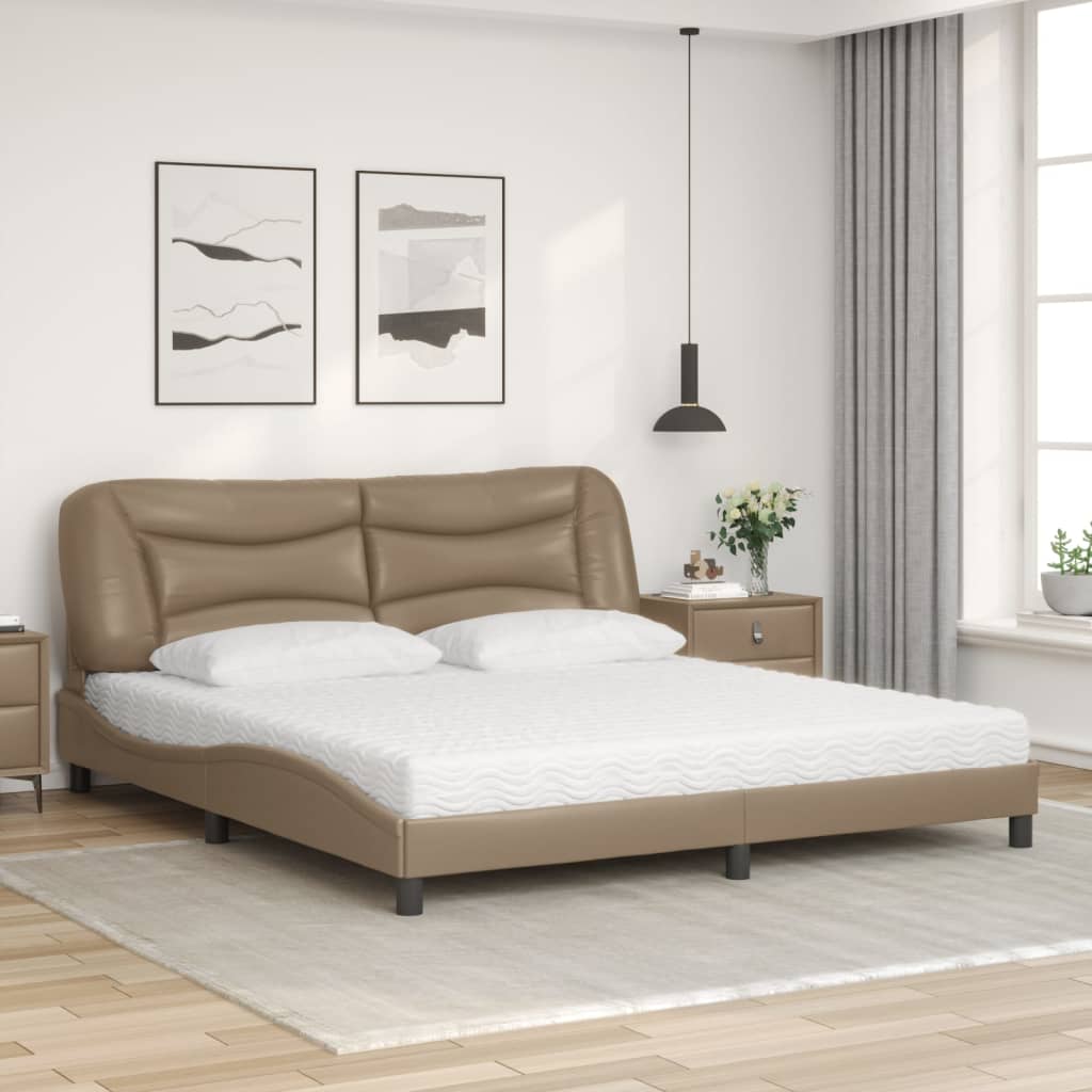 Bett mit Matratze "Hvar" Schwarz 80x200 cm Kunstleder