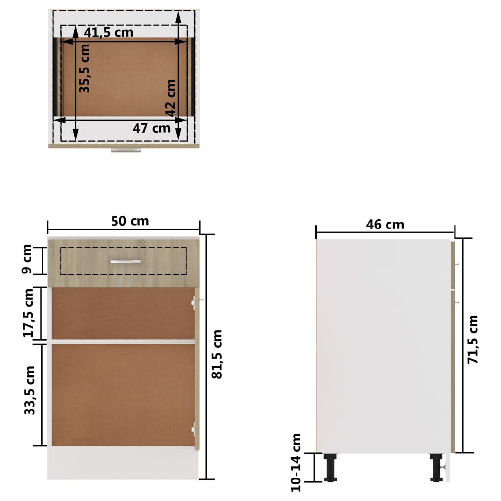 Unterschrank Lyon Weiß 60x46x81,5 cm Holzwerkstoff