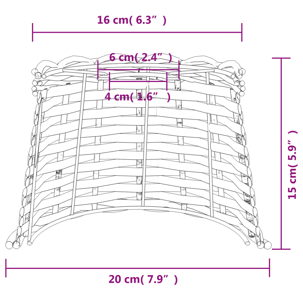 Lampenschirm Weiß Ø15x12 cm Korbweide