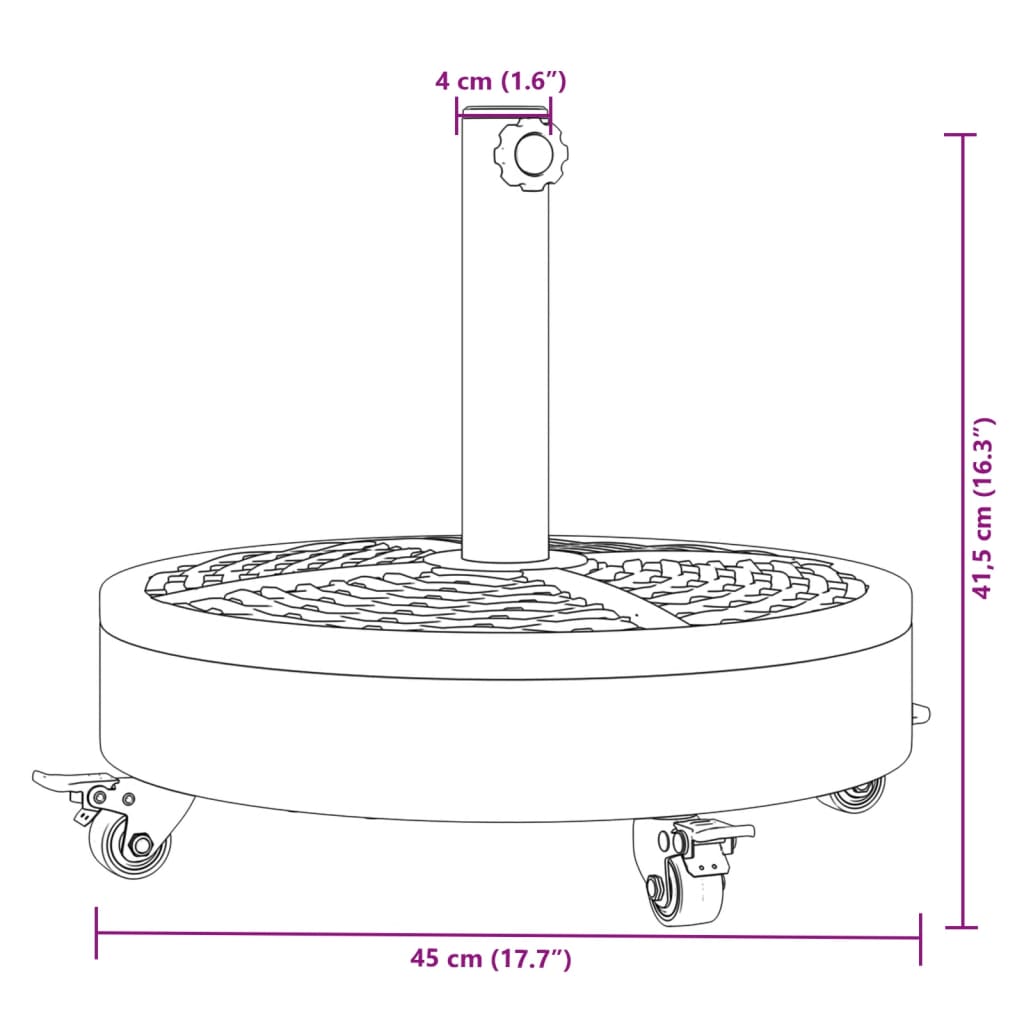 Sonnenschirmständer für Ø38/48 mm Mast 12 kg Rund