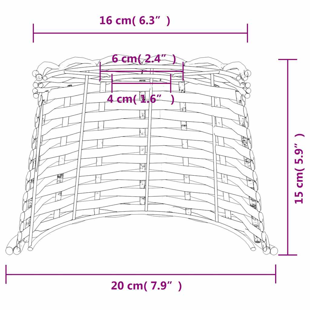 Lampenschirm Weiß Ø15x12 cm Korbweide